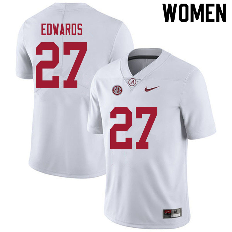 Women #27 Kyle Edwards Alabama White Tide College Football Jerseys Sale-White